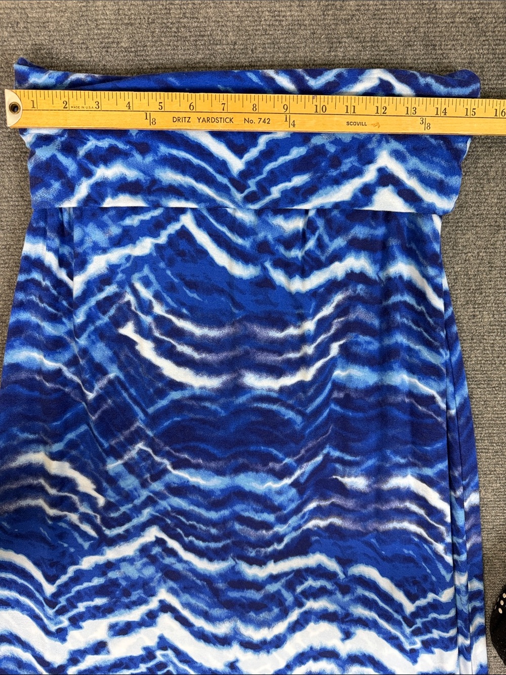 Cynthia Rowley Fold Over Blue and White Wave-Print Maxi Skirt Sz L (B5) - Picture 4 of 9